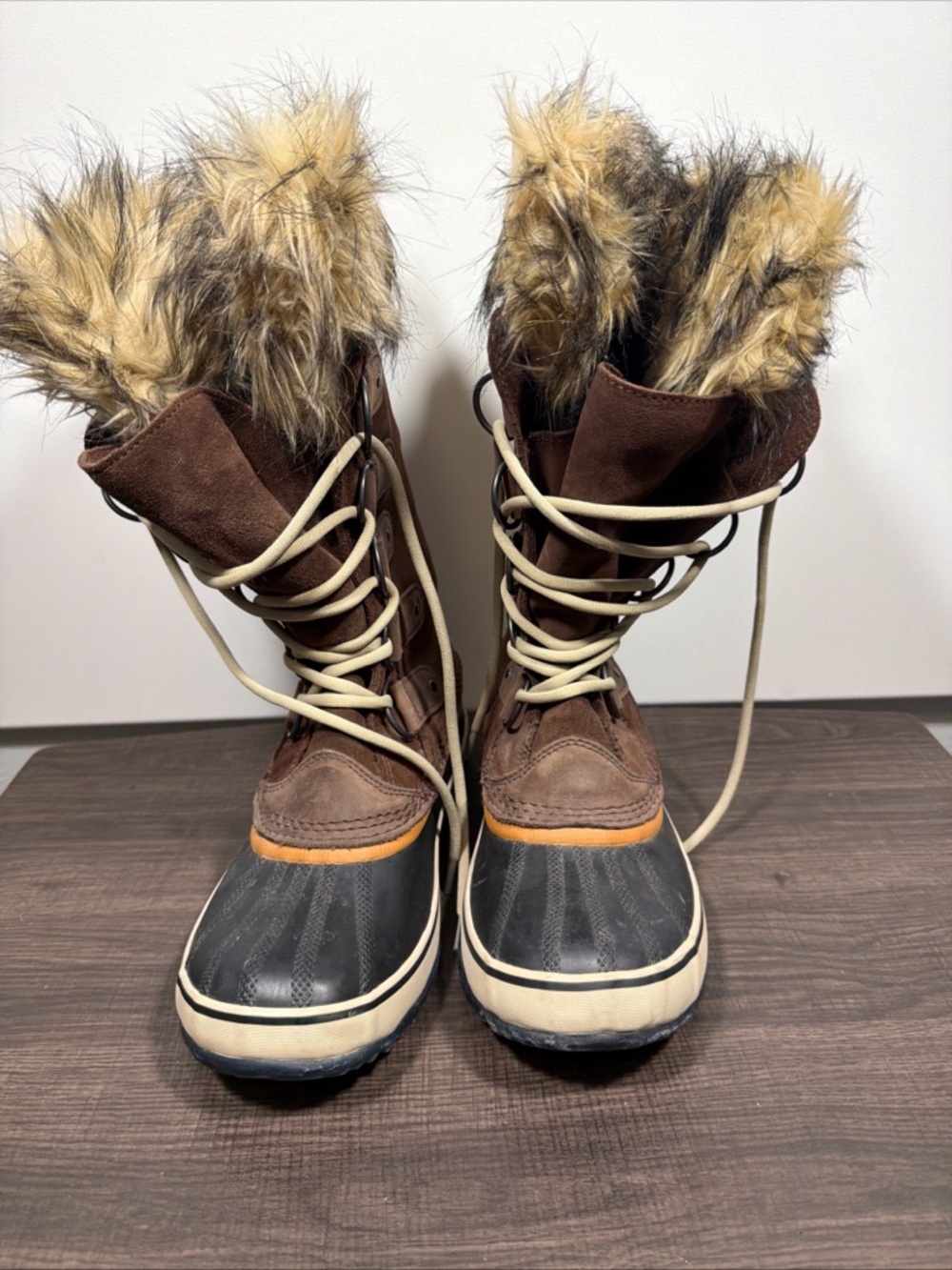 Sorel Joan of Arctic waterproof snow boots knee high faux fur dark brown size 9